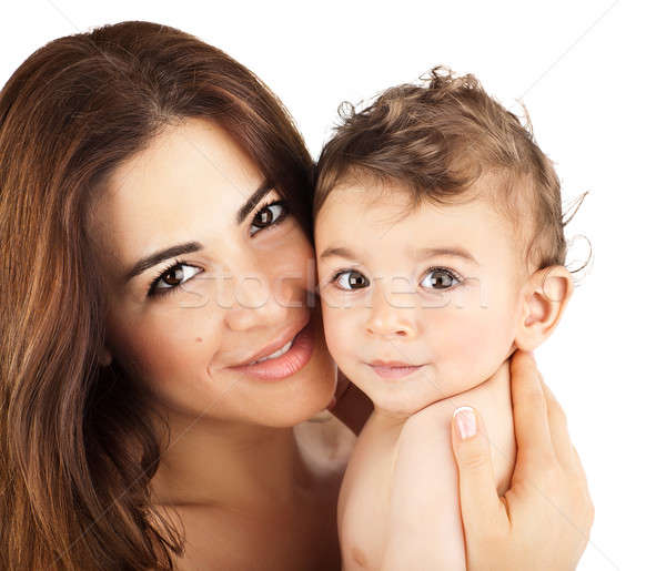 Cute baby boy smiling with mother Stock photo © Anna_Om