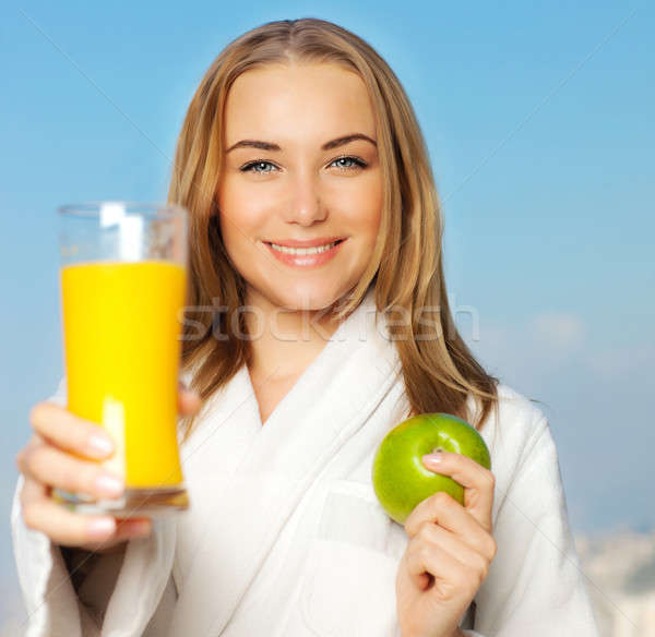 Saine jeune femme régime belle fille jus d'orange [[stock_photo]] © Anna_Om