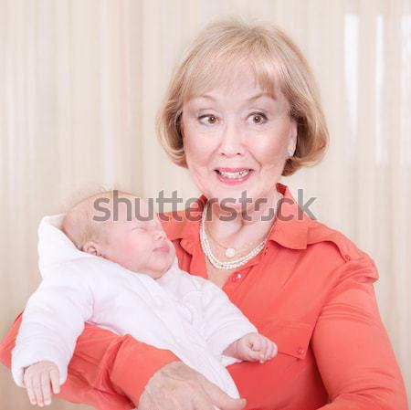 Stock foto: Großmutter · Baby · Hände · home · eleganten · jungen
