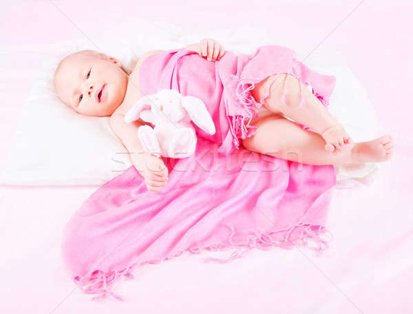 Sweet newborn baby with soft toy Stock photo © Anna_Om