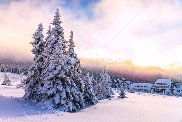 Tél tájkép luxus sí Európa gyönyörű Stock fotó © Anna_Om