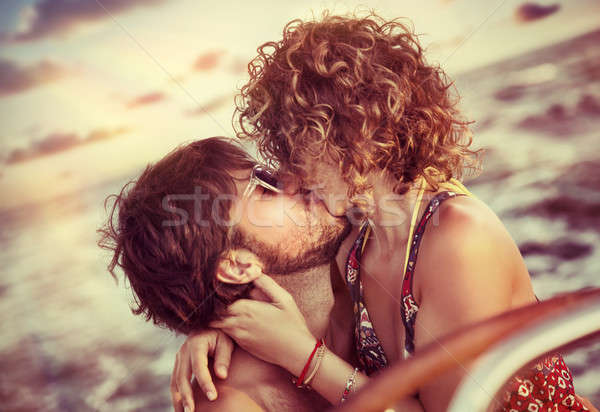 Happy lovers on sailboat Stock photo © Anna_Om