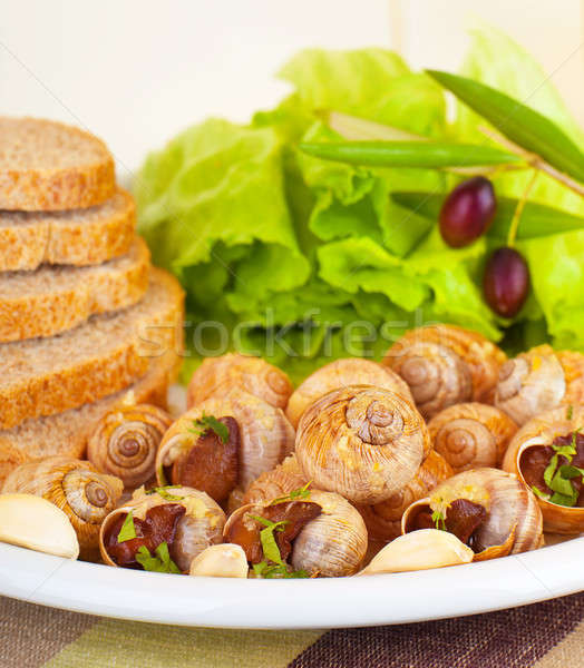 Escargot with green salad Stock photo © Anna_Om