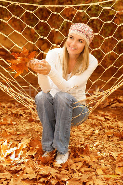 Beautiful woman swinging in hammock Stock photo © Anna_Om