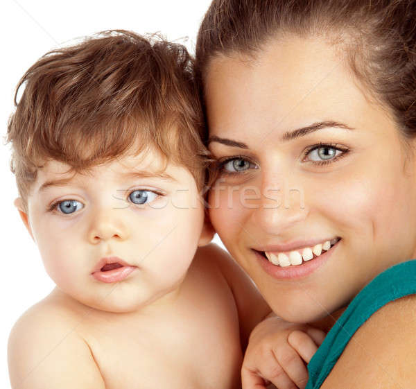 Anya baba fiú közelkép portré fiatal Stock fotó © Anna_Om