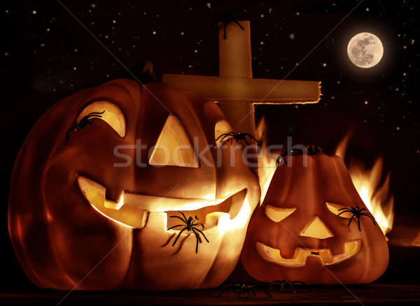 Foto d'archivio: Raccapricciante · halloween · notte · zucca · scary