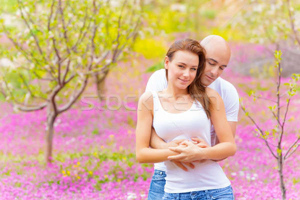 Happy couple in spring park Stock photo © Anna_Om