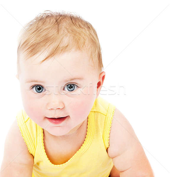 Stok fotoğraf: Bebek · yüz · portre · sevimli · yalıtılmış · beyaz