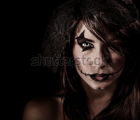 Erschreckend Hexe Porträt isoliert schwarz Stock foto © Anna_Om