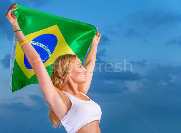 Happy fan of Brazilian football team Stock photo © Anna_Om