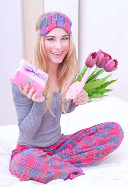 Cute female received gift Stock photo © Anna_Om