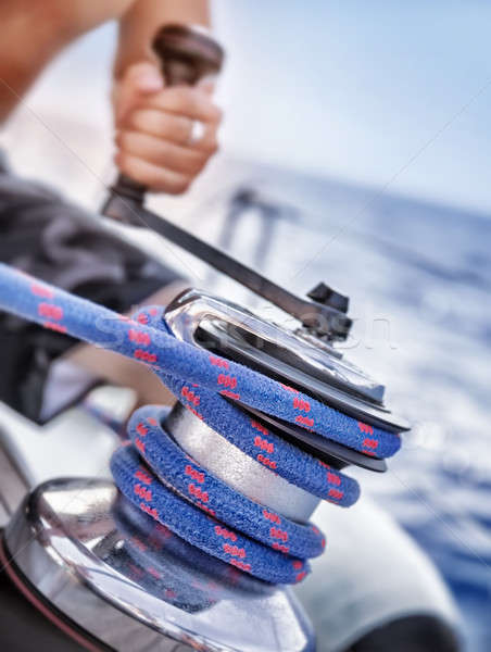 Stock photo: Holder of rope on sailboat