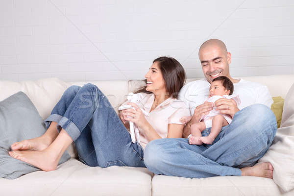Young parents with little baby at home Stock photo © Anna_Om