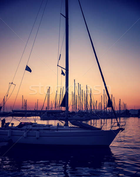 Piękna żaglówce wygaśnięcia port Grecja wspaniały Zdjęcia stock © Anna_Om