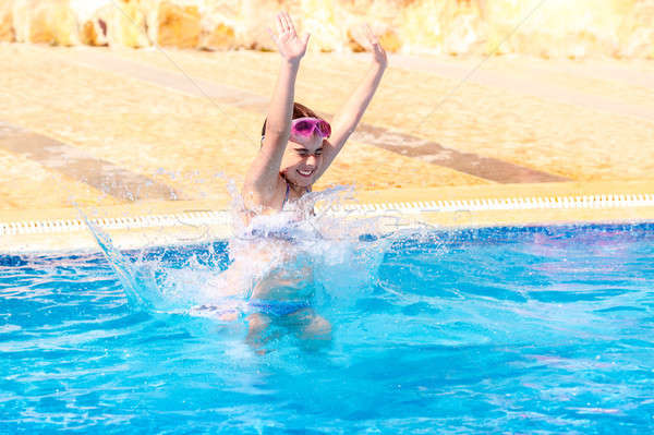 幸せな女の子 ジャンプ プール 甘い ストックフォト © Anna_Om