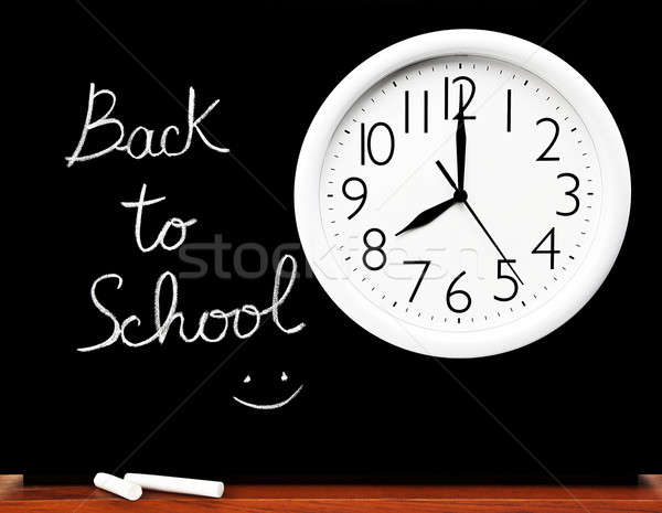 Terug naar school handschrift zwarte schoolbord groot witte Stockfoto © Anna_Om