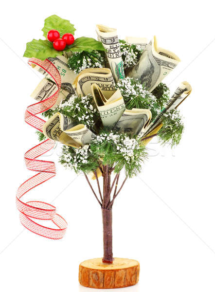 Foto stock: Dinero · árbol · de · navidad · aislado · blanco · negocios