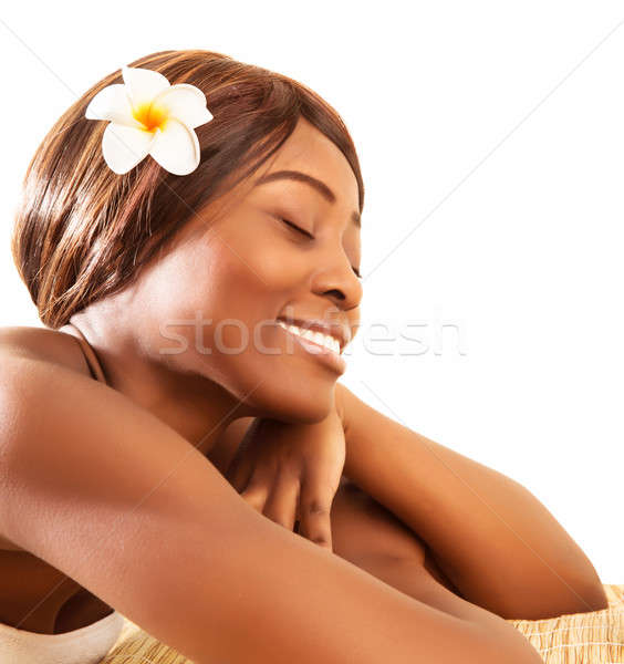 Afryki kobieta spa salon zdjęcie piękna Zdjęcia stock © Anna_Om