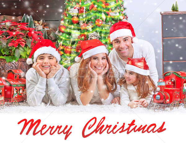 Happy family at home on Christmas Stock photo © Anna_Om