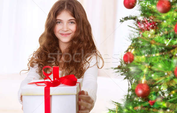 Zdjęcia stock: Happy · girl · christmas · dar · portret · cute · szczęśliwy