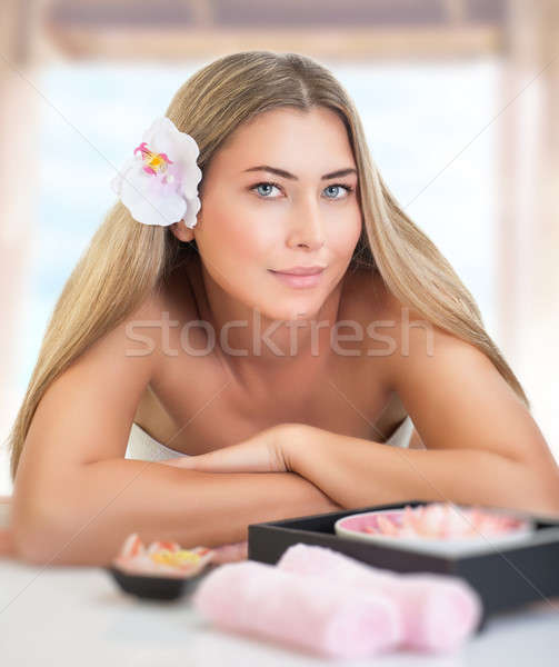 Nazik kadın spa portre sarışın orkide Stok fotoğraf © Anna_Om