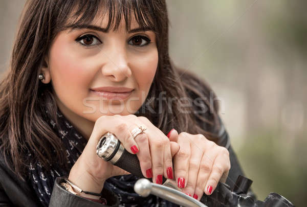 Attractive woman on motorcycle Stock photo © Anna_Om