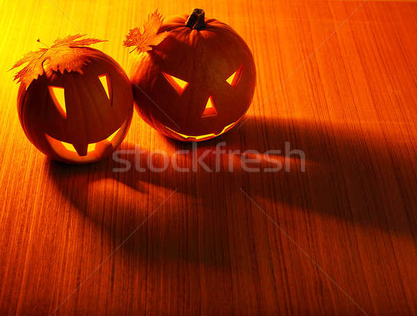Stockfoto: Halloween · pompoenen · grens · bladeren · warm