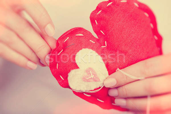 Sewn red heart toy Stock photo © Anna_Om