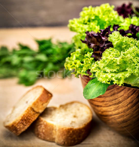 Frescos verde ensalada tazón dos Foto stock © Anna_Om