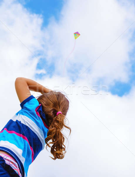девочку ветреный кайт небе красивой Сток-фото © Anna_Om