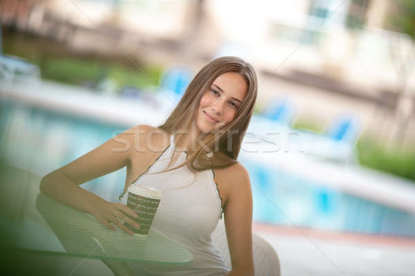 Pretty woman with morning coffee Stock photo © Anna_Om