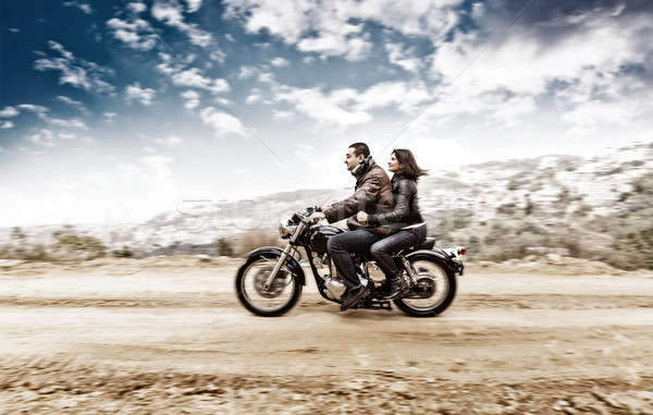 Active couple on the motobike Stock photo © Anna_Om