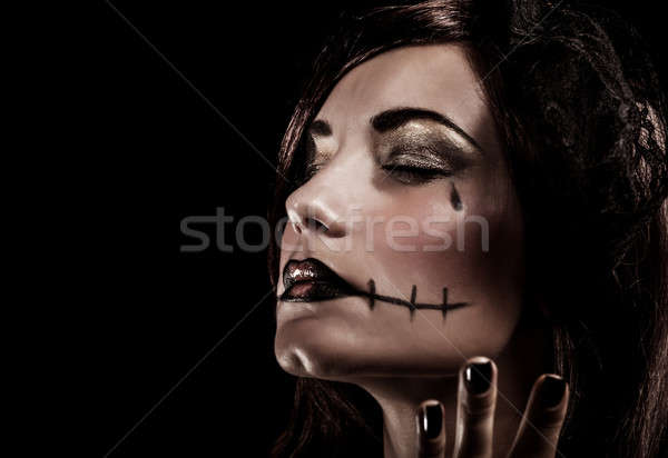 Gonosz boszorkány fekete közelkép portré fiatal Stock fotó © Anna_Om