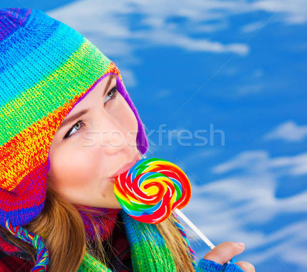 Femeie zahăr bomboane fotografie destul de fată Imagine de stoc © Anna_Om