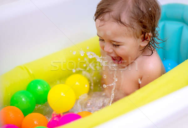 Vidám fiú fürdik aranyos boldog kicsi fiú Stock fotó © Anna_Om