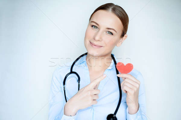 Fotó szív törődés portré nő orvos Stock fotó © Anna_Om