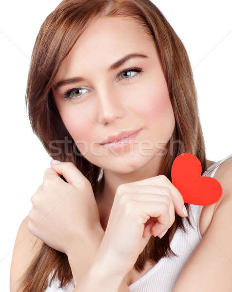 Female with red paper heart Stock photo © Anna_Om