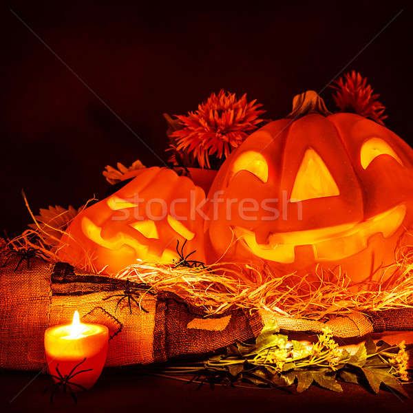 Scary Kürbis Halloween glühend schrecklich Stock foto © Anna_Om