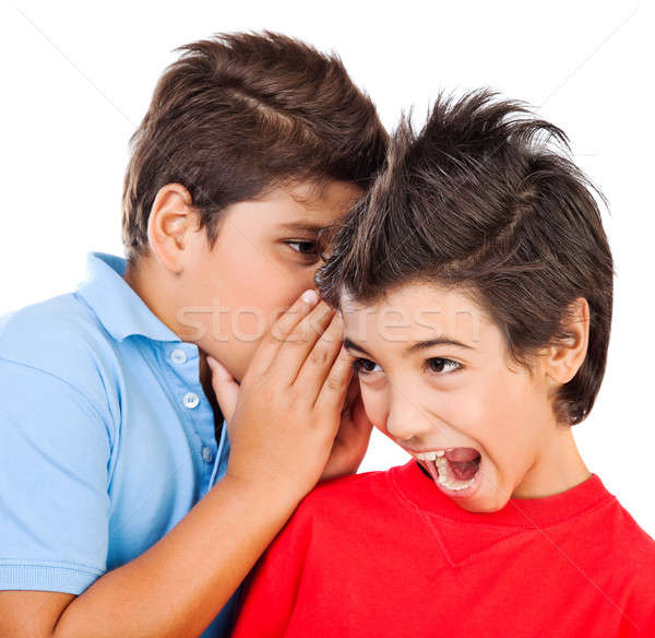 Aufgeregt Klatsch Jungen isoliert weiß Stock foto © Anna_Om