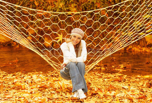 Woman swinging in hammock Stock photo © Anna_Om