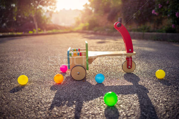 Fahrrad Spielplatz Jahrgang farbenreich Holz kindisch Stock foto © Anna_Om