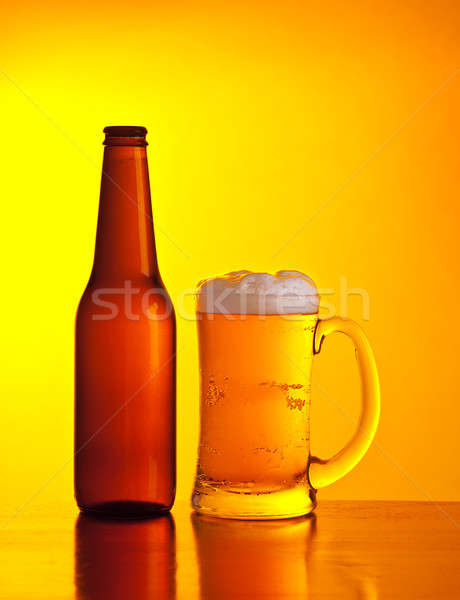 Cerveza vidrio frío beber aislado amarillo Foto stock © Anna_Om