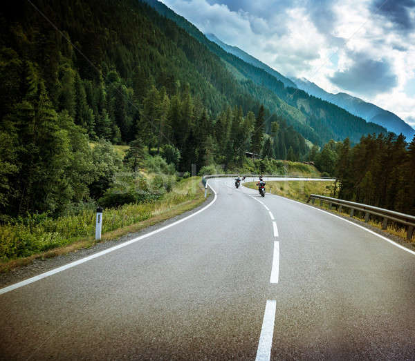 Group of bikers on mountainous road Stock photo © Anna_Om