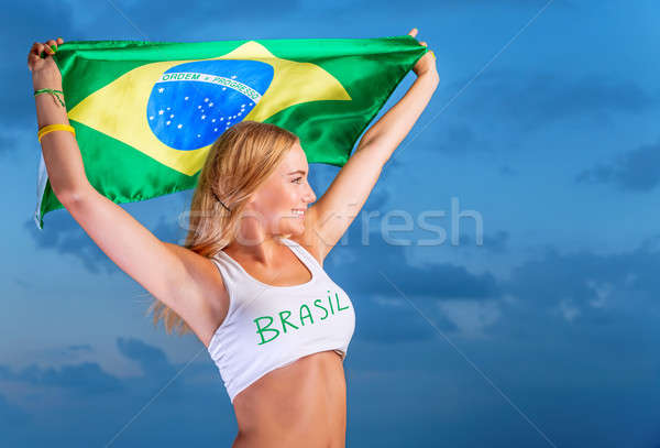 Happy fan of Brazilian football team Stock photo © Anna_Om