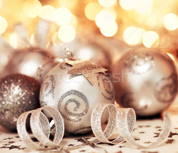 Weihnachtsbaum Spielerei Ornament Sterne Dekoration Silber Stock foto © Anna_Om