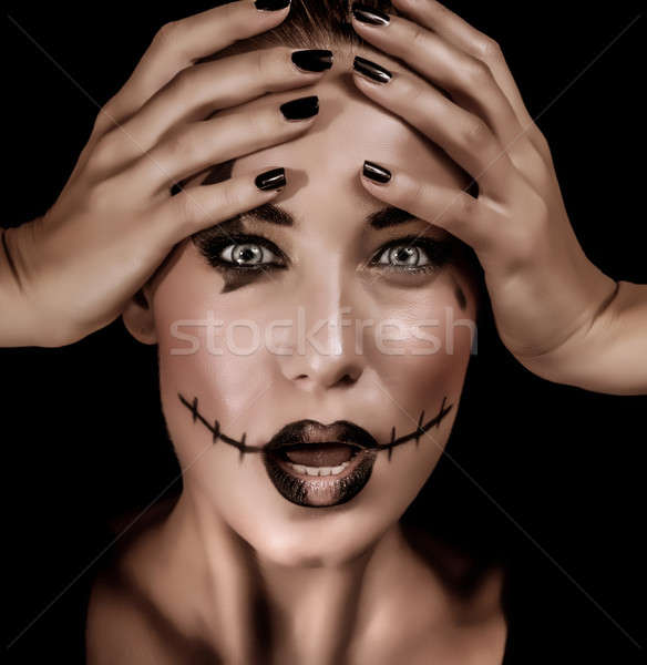 Vérfagyasztó boszorkány portré közelkép ijesztő festett Stock fotó © Anna_Om
