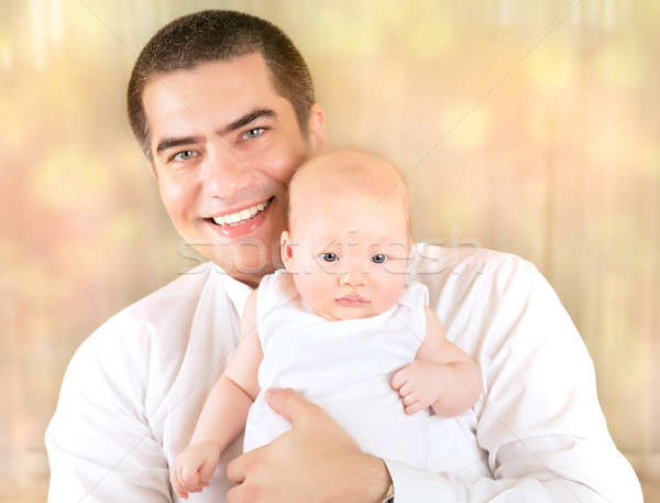 Retrato pai bebê casa alegre jovem Foto stock © Anna_Om