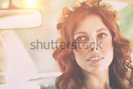 Autentikus portré közelkép szép vörös hajú nő női Stock fotó © Anna_Om