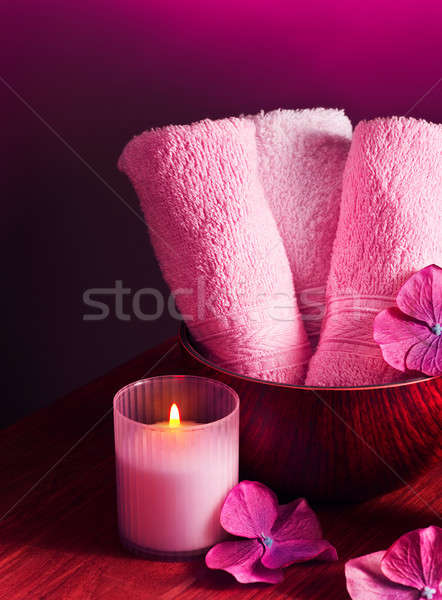 溫泉 照片 粉紅色 圖片 禪 蠟燭 商業照片 © Anna_Om
