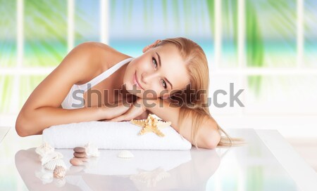Femme détente baignoire jolie femme paisible temps Photo stock © Anna_Om